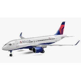 3D Airbus A220 100 Delta Detailed Interior model